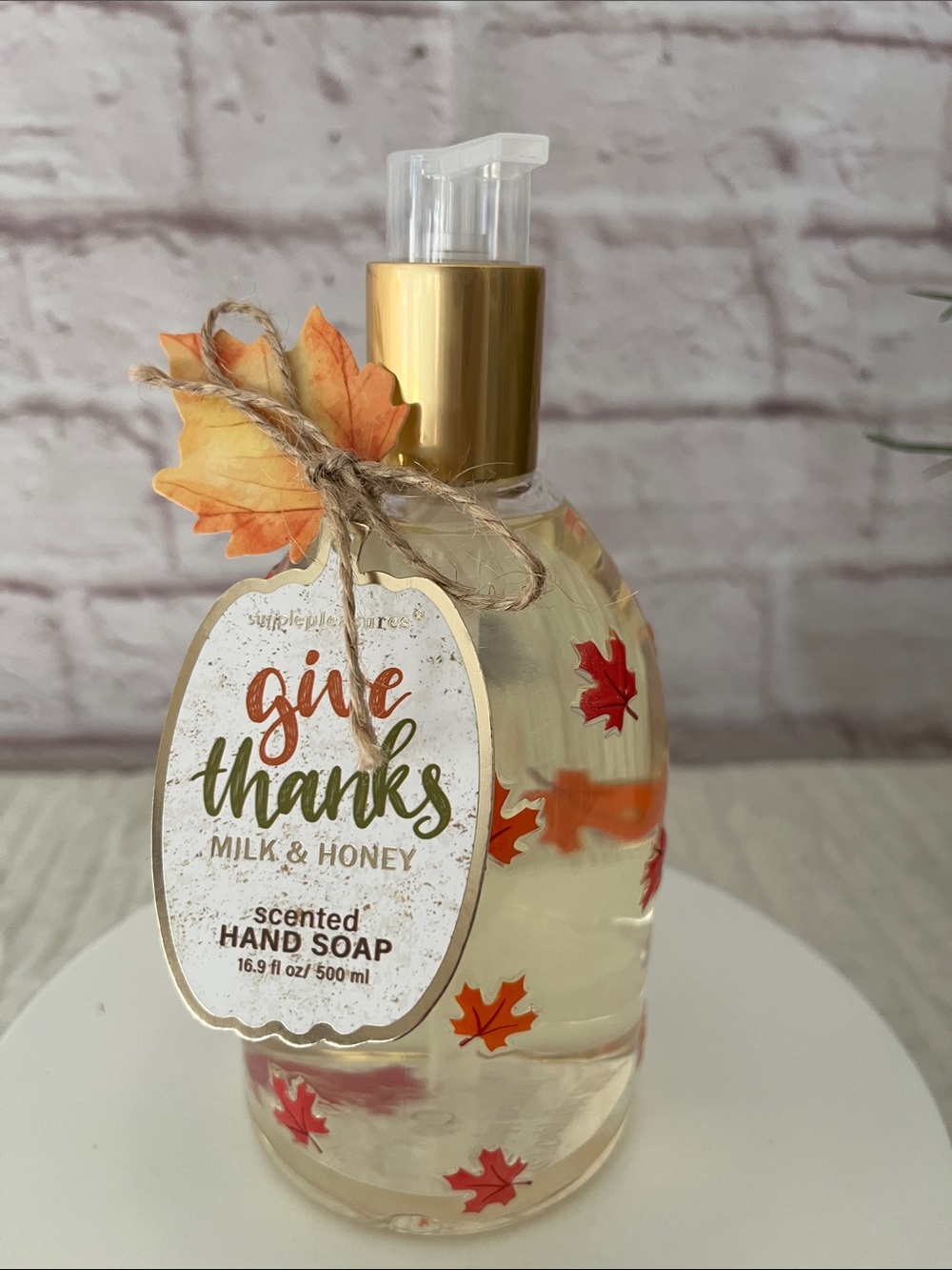 Scented Hand Soap — Gold Pump, Clear Bottle with Orange Accents